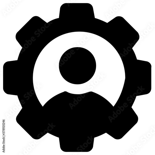 
Filled icon of user under cogwheel, human resource management 
