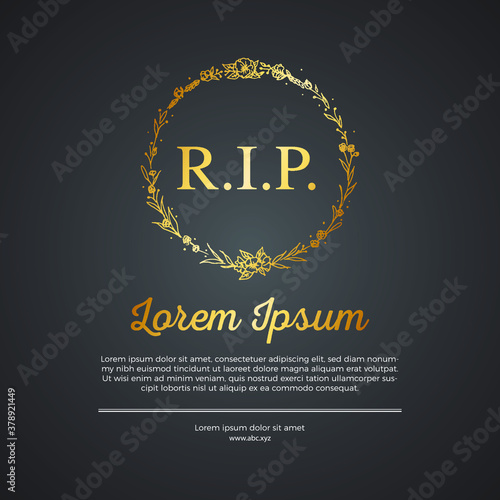 Funeral template card with place for text - R.I.P. Eps 10 vector illustration.