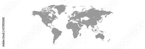  Gray world map on a white background