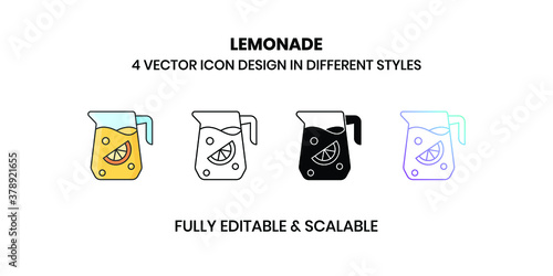 Lemonade jug Vector illustration icons in different style