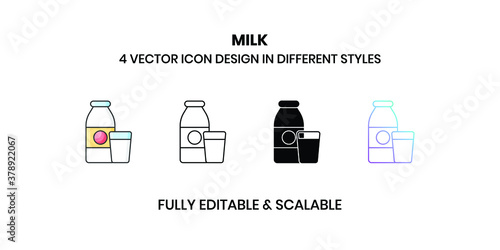 Milk glass and bottle Vector illustration icons in different style