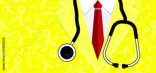 Hope awareness yellow or gold ribbon icon doodles World childhood cancer month, medical symbol in September. child, children symbol of suicide prevention, or endometriosis Sarcoma, bone cancer ribbons