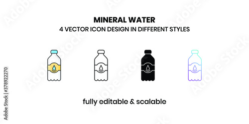 Mineral Water bottle Vector illustration icons in different style