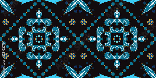 Indigo Geometric Victorian Ornament Vector 
