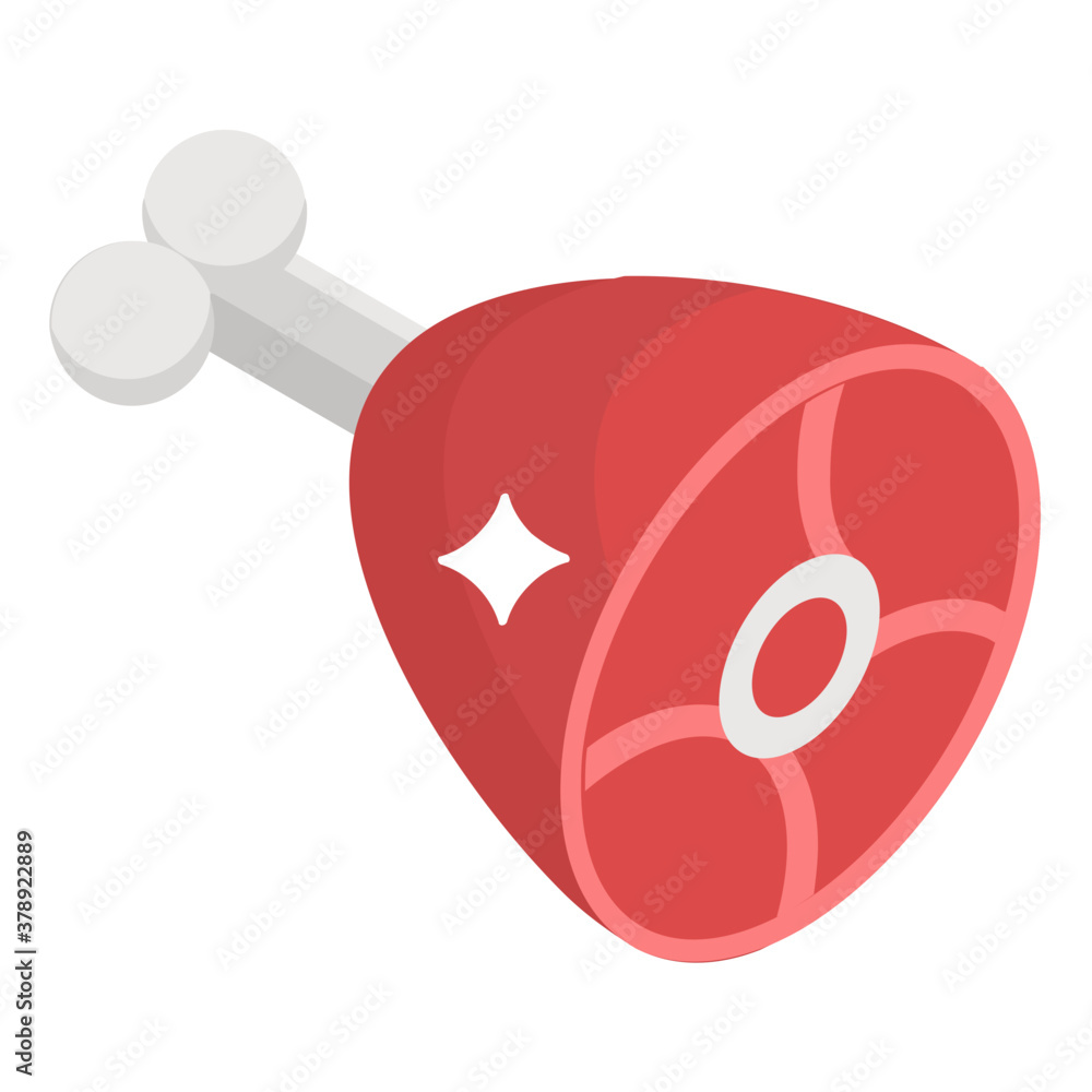 Pork meat, ham icon in trendy isometric design
Pork meat, ham icon in trendy isometric design