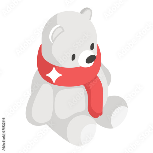 
Kids stuffed toy plaything, icon of teddy bear vector design 
