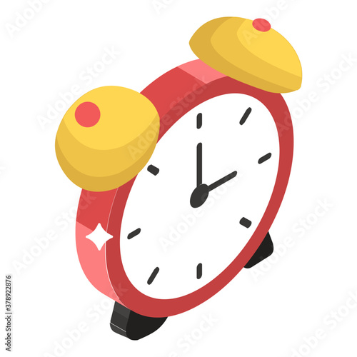 
A modern style icon of alarm clock, editable vector 
