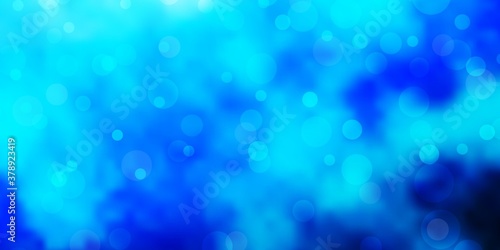Light BLUE vector texture with circles. Glitter abstract illustration with colorful drops. Design for your commercials.