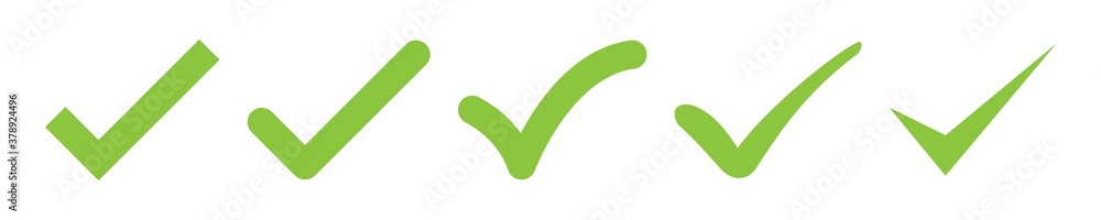 check mark vector icon. green box set. ok choose illustration on white background. correct vote choise isolated symbol. check mark vector icon. green box set. ok choose illustration on white background. correct vote choise isolated symbol.