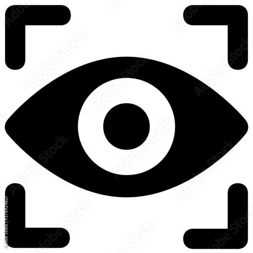 
Iris recognition icon in solid design, biometric identification concept 
