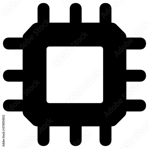 
Processor chip icon, solid vector design of microprocessor 

