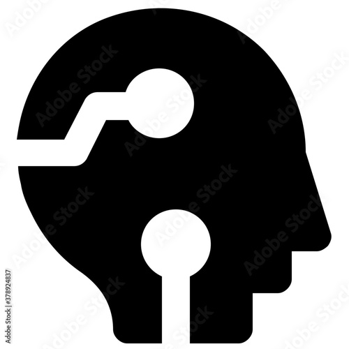 
Machine learning process concept, solid icon of cybernetics vector design 
