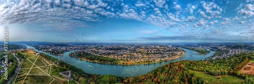 Koblenz Panorama Festungspart Rhein und Mosel