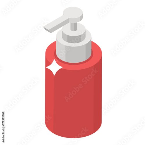 
A hair care product, shampoo bottle in isometric icon
