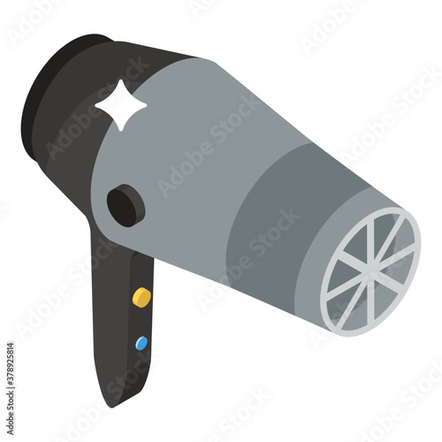 Electronic appliance used in salon for hair drying, hairdryer icon