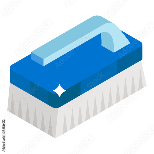 
Hand brush cleaner icon in isometric vector design
