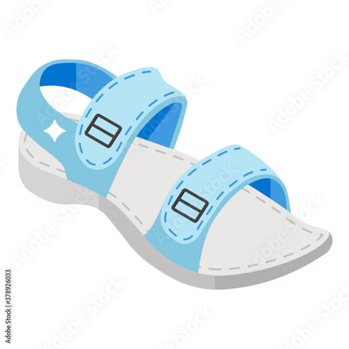 
Straps flat shoe, isometric design of sandal icon
