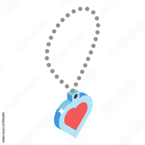 
Heart pendant or locket icon in isometric vector design

