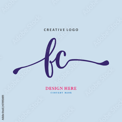 FC lettering logo, simple, elegant, easy to understand and authoritative