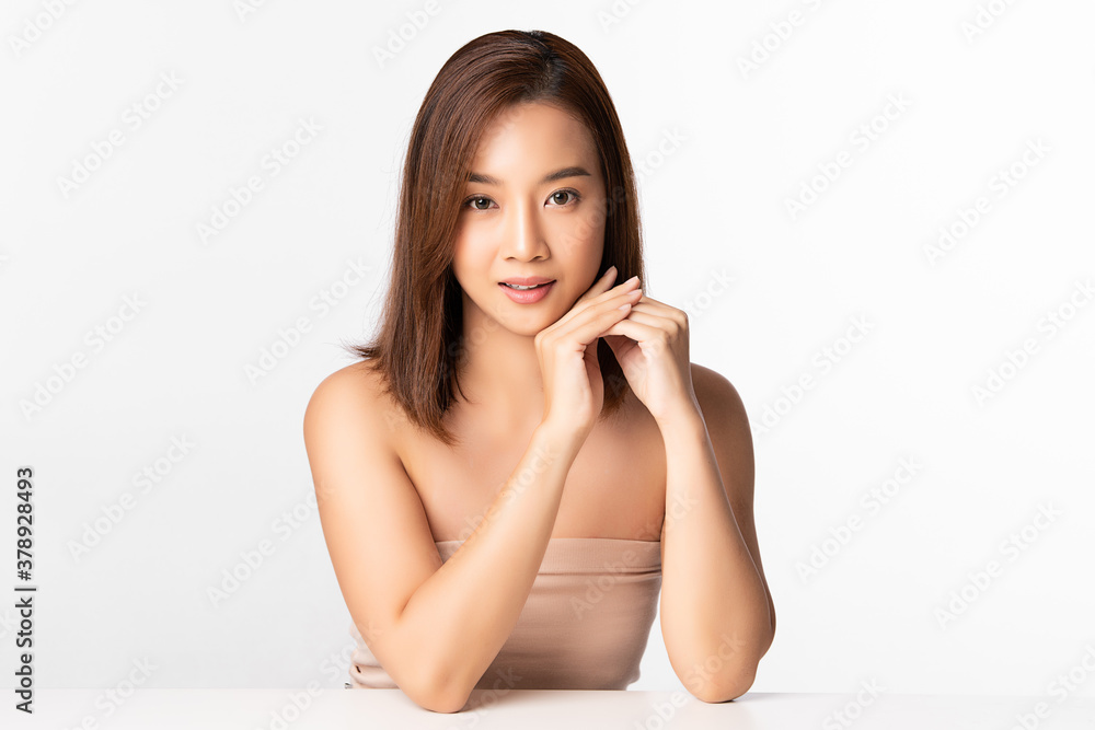 Beautiful young asian woman with clean fresh skin on white background, Face care, Facial treatment, Cosmetology, beauty and spa, Asian women portrait Beautiful young asian woman with clean fresh skin on white background, Face care, Facial treatment, Cosmetology, beauty and spa, Asian women portrait