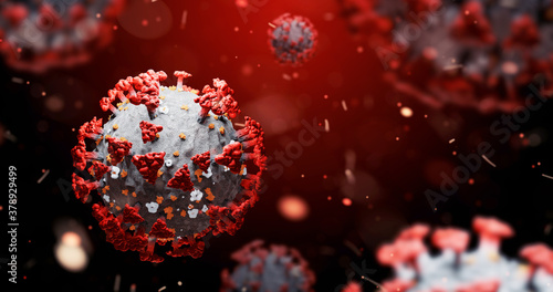 Coronavirus COVID-19 Cell. Concept of SARS-CoV-2 . 3D rendering