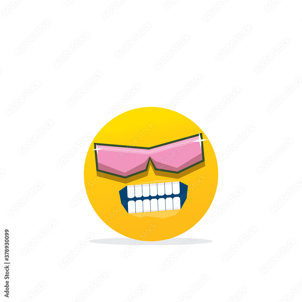 Smiling face with sunglasses emoji isolated on white background. Smile ...