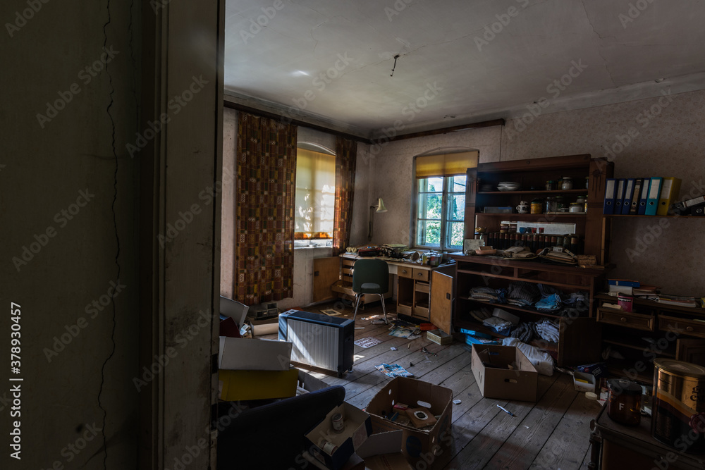 view in abandoned room from a dental technician view in abandoned room from a dental technician