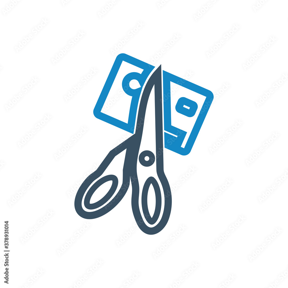 Debt scissors icon (vector illustration) Debt scissors icon (vector illustration)