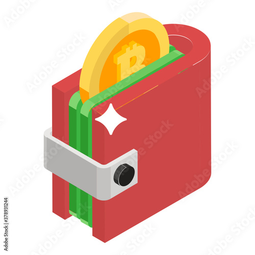 
Cryptocurrency coins inside pocketbook depicting bitcoin wallet icon
