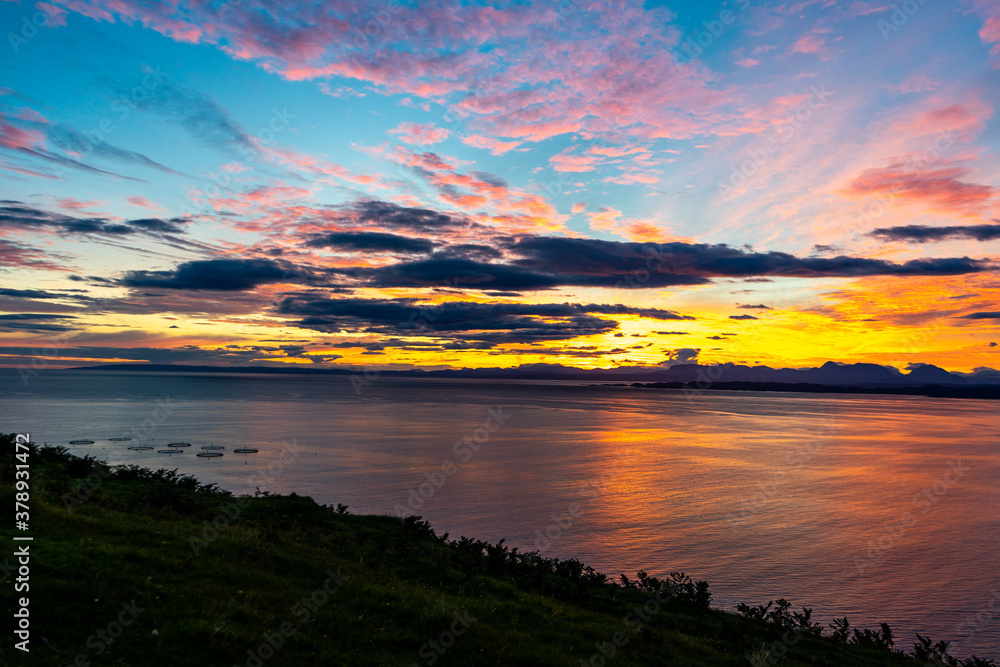 Sunrise over the Inner Strait in the Isle of Skye, Scotland, UK