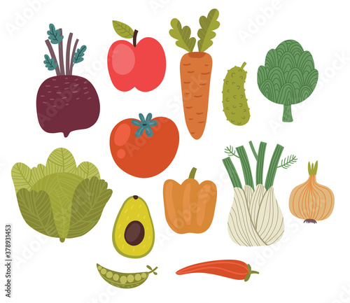 A variety of Vegetables. vector set. Illustration
