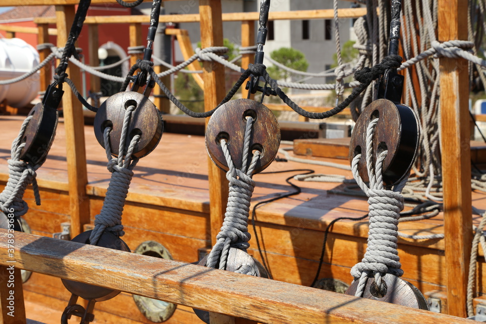 Ropes for securing the sails of a sailboat
