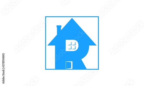 Abstract R with house illustration vector logo design © tira
