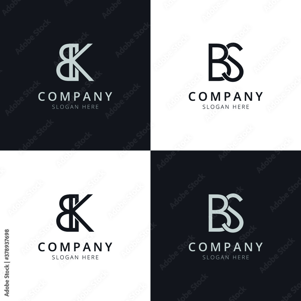BK BS letter initial logo templates BK BS letter initial logo templates