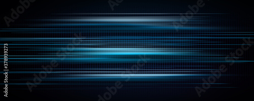 Φωτογραφία Abstract blue light trails in the dark, motion blur effect