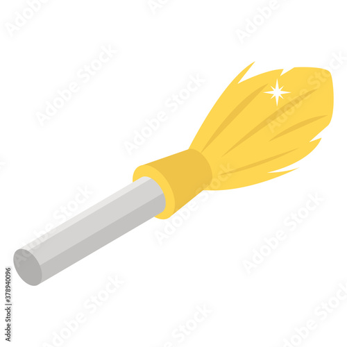 
Halloween tool commonly known as witch broom. Isometric vector
