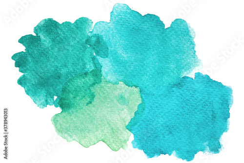 Hand painted blue and green watercolor shades background.