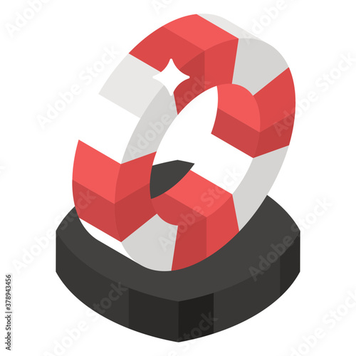 
Lifebelt for life safety isometric icon 
