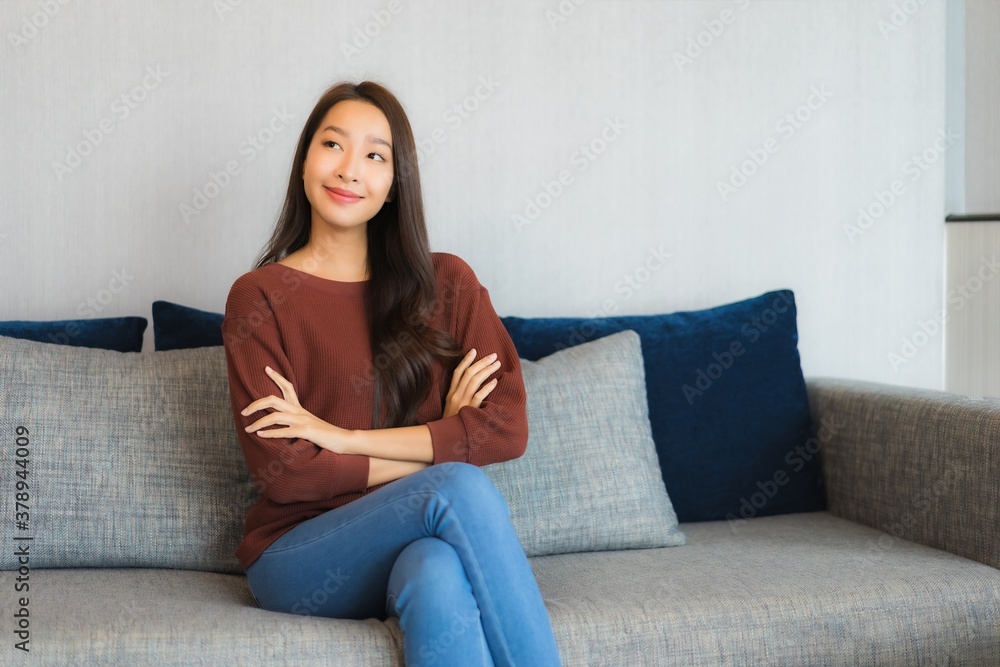Portrait beautiful young asian woman relax smile on sofa Portrait beautiful young asian woman relax smile on sofa
