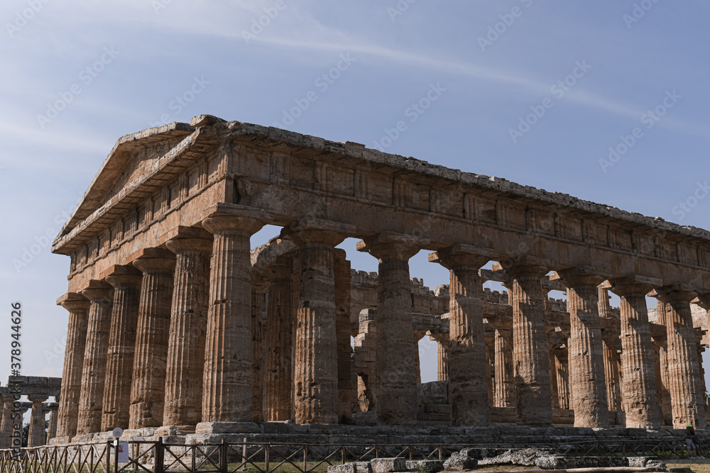 The Temple of Hera II at the archeological site of Paestum, Campania, Italy.