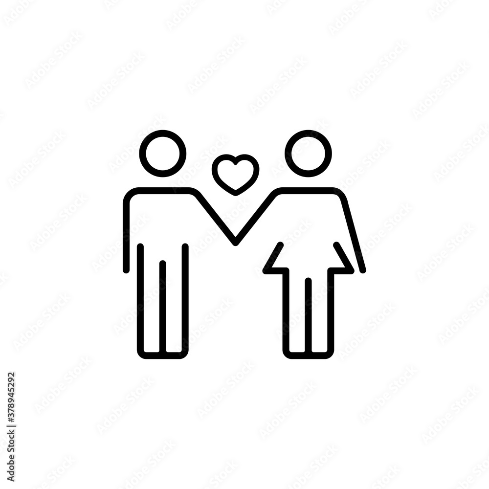 Couple in love line icon. Loving pair icon. Vector on isolated white background. EPS 10 Couple in love line icon. Loving pair icon. Vector on isolated white background. EPS 10