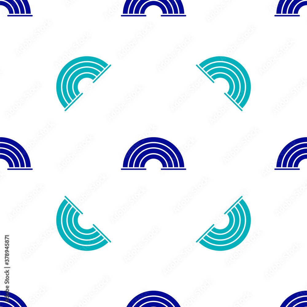 Blue Rainbow icon isolated seamless pattern on white background. Vector. Blue Rainbow icon isolated seamless pattern on white background. Vector.