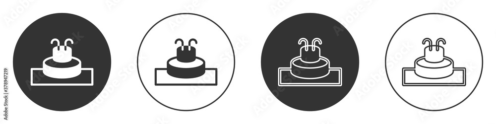 Black Fountain icon isolated on white background. Circle button. Vector. Black Fountain icon isolated on white background. Circle button. Vector.