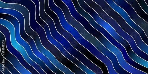 Dark BLUE vector backdrop with circular arc. Bright sample with colorful bent lines, shapes. Pattern for booklets, leaflets.