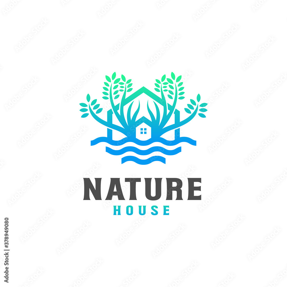 Nature House logo design template - Good to use for Agriculture and Architecture Building Logo