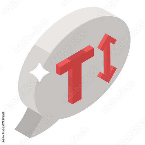 
Isometric icon of text width formatting tool, typography 
