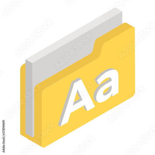 

Isometric icon design of text format, fonts 
