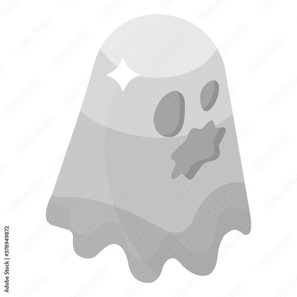 
A scary ghost vector in isometric style 
