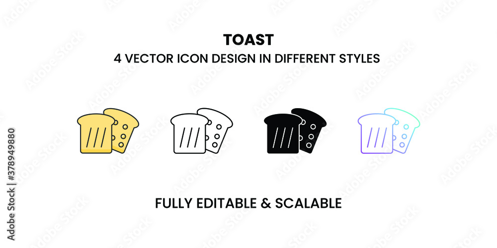 illustration of Toast Vector icons in different style illustration of Toast Vector icons in different style