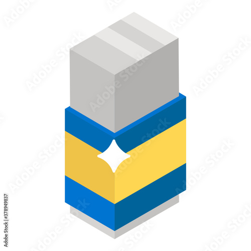  Office supplies, eraser isometric icon 